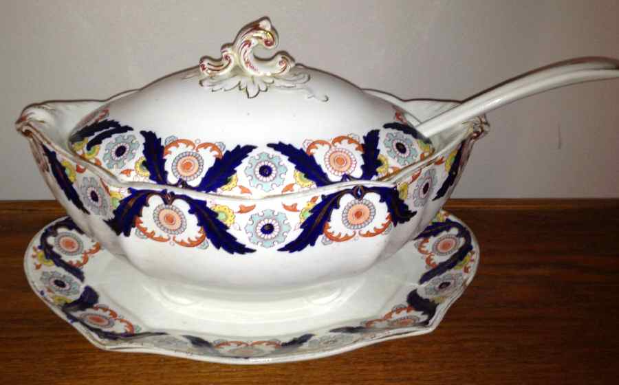 1443 Tureen & Lid w/Ladle & Underplate by Unknown Manufacturer-1