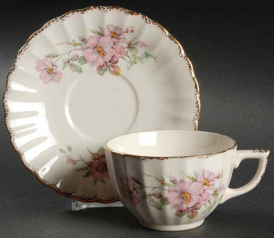 Sandra Rose Flat Cup & Saucer Set by Vanity Fair-1