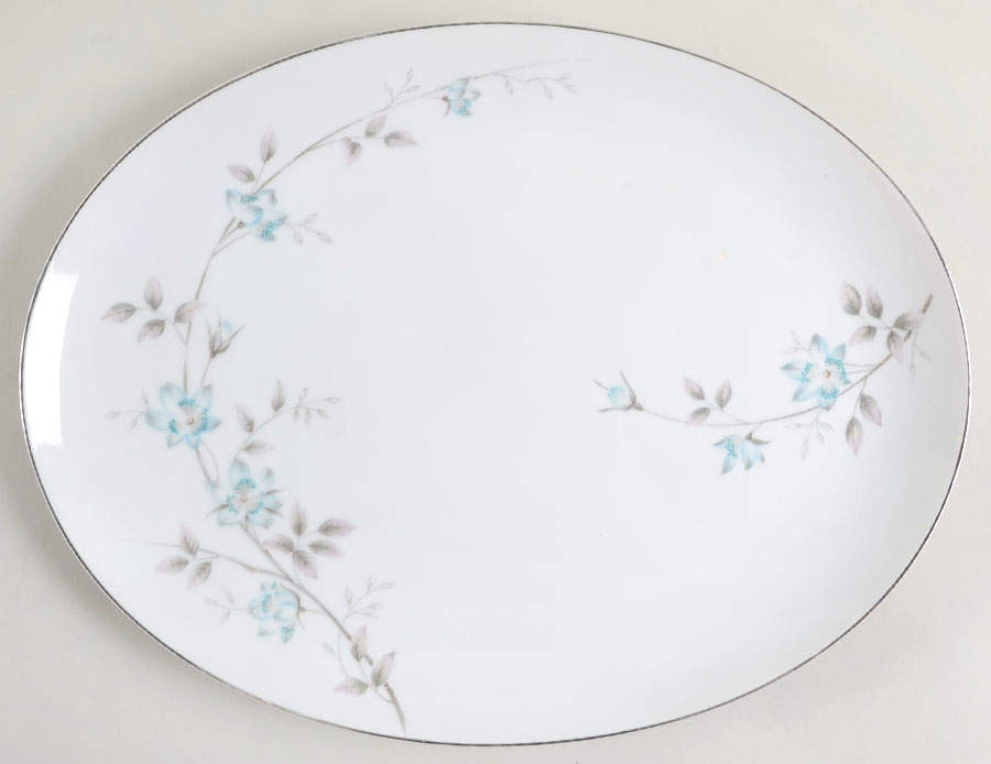 Blue Meadow 14" Oval Serving Platter by Valmont-1
