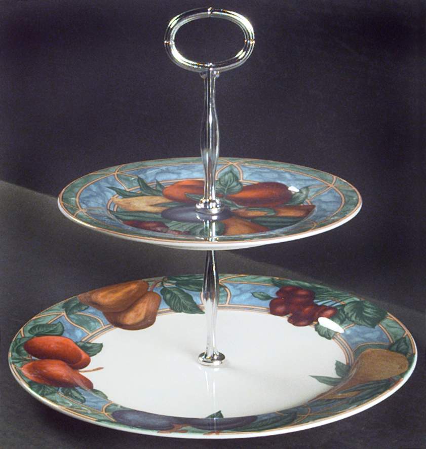 Forbidden Fruit 6 5/8"-10"  2 Tiered Serving Tray (Dp, Sp) HC by Victoria & Beale-1