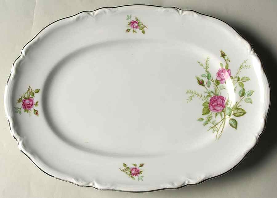 Provincial Rose (Germany) 12" Oval Serving Platter by Victoria (Germany)-1