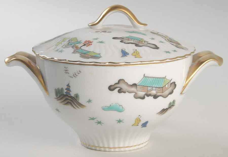 Ming Sugar Bowl & Lid by Victorian (Japan)-1
