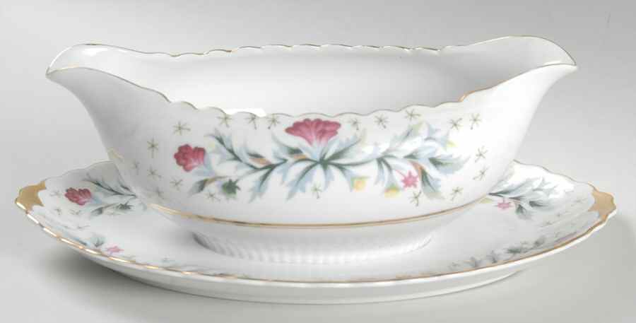 New Dawn Gravy Boat with Attached Underplate by Victorian (Japan)-1