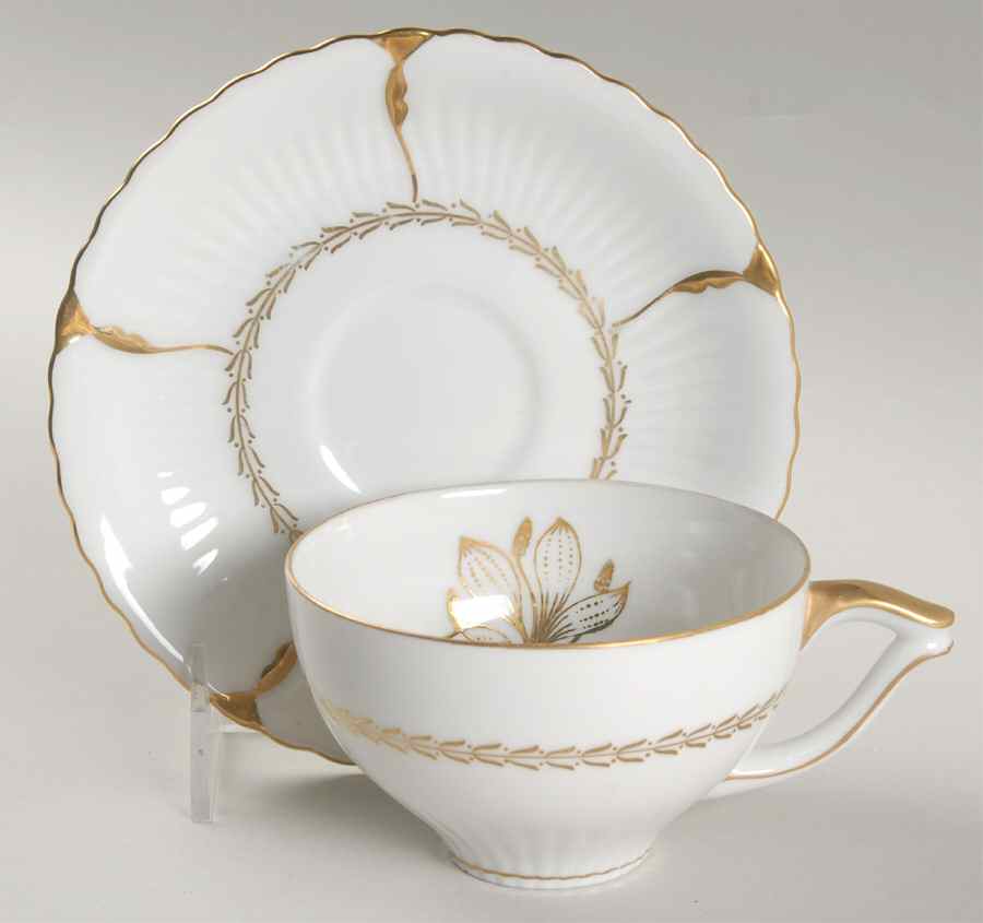 Sunburst Flat Cup & Saucer Set by Victorian (Japan)-1
