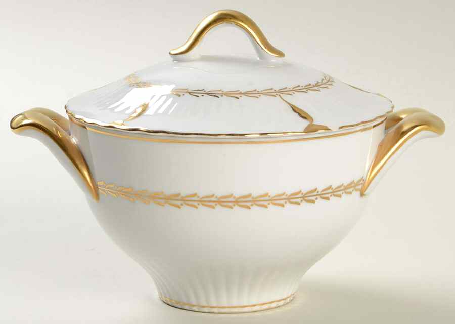 Sunburst Sugar Bowl & Lid by Victorian (Japan)-1