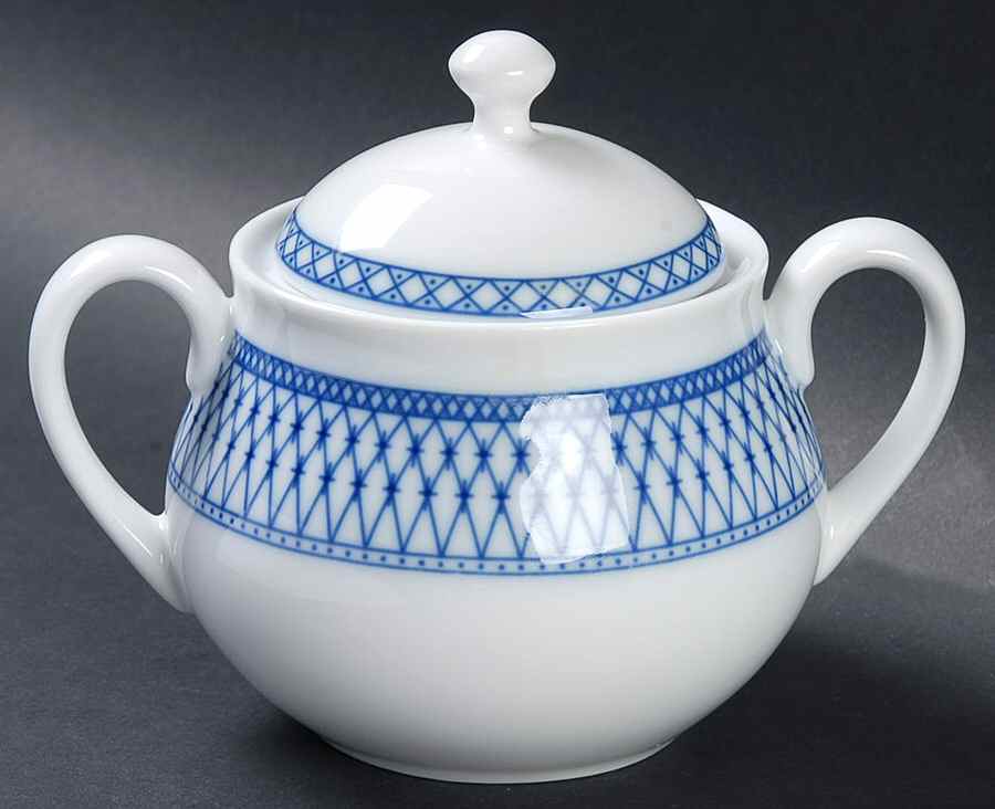 Balustrade Blue Sugar Bowl & Lid by Vista Alegre-1