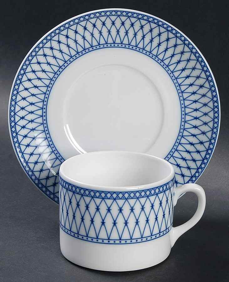 Balustrade Blue Flat Cup & Saucer Set by Vista Alegre-1