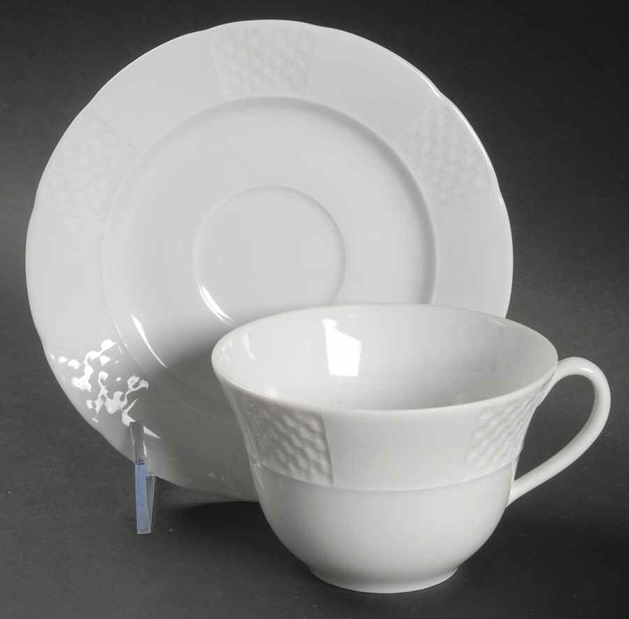 Basket Weave Flat Cup & Saucer Set by Vista Alegre-1