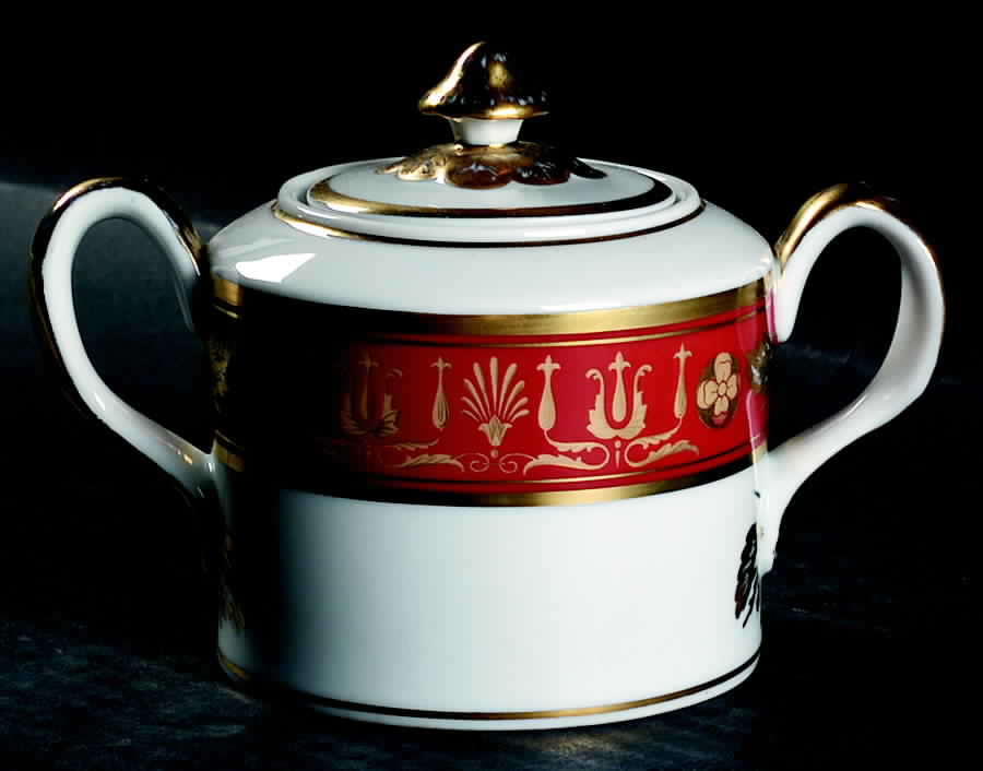 Empire Red Sugar Bowl & Lid by Vista Alegre-1