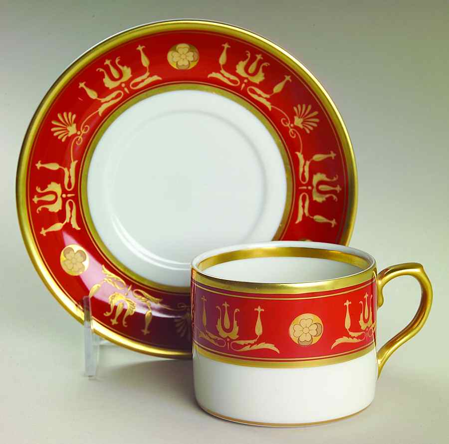 Empire Red Flat Cup & Saucer Set by Vista Alegre-1