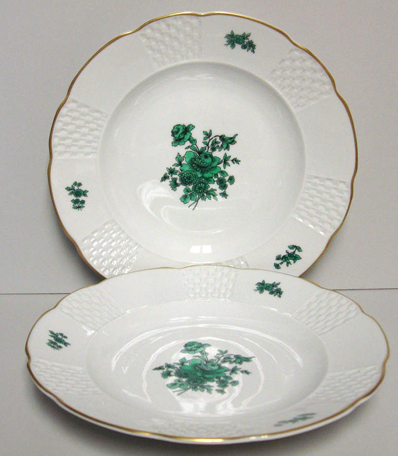 Green Rose Rim Soup Bowl by Vista Alegre-1