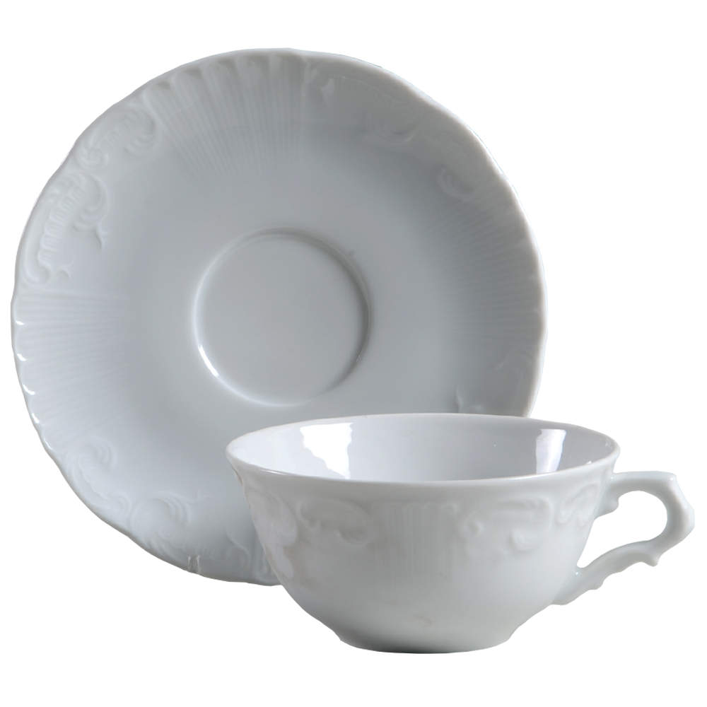 Manueline White Flat Cup & Saucer Set by Vista Alegre-1