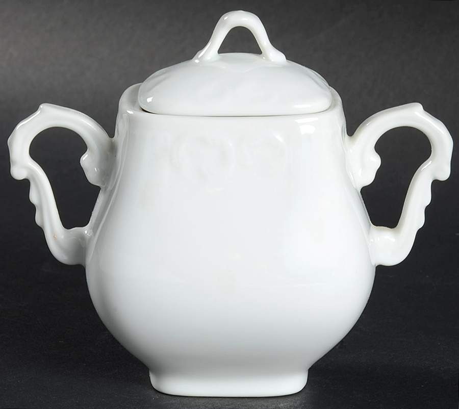 Manueline White Mini Sugar Bowl & Lid by Vista Alegre-1