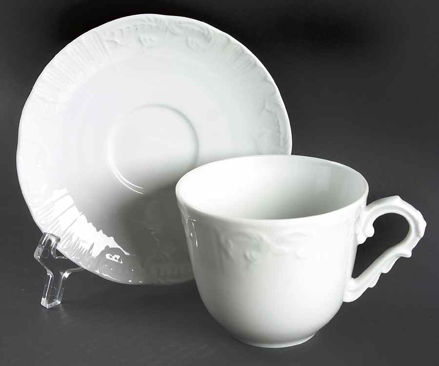 Manueline White Flat Cup & Saucer Set by Vista Alegre-1