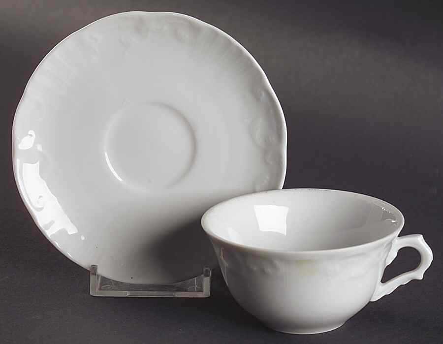 Manueline White Flat Demitasse Cup & Saucer Set by Vista Alegre-1