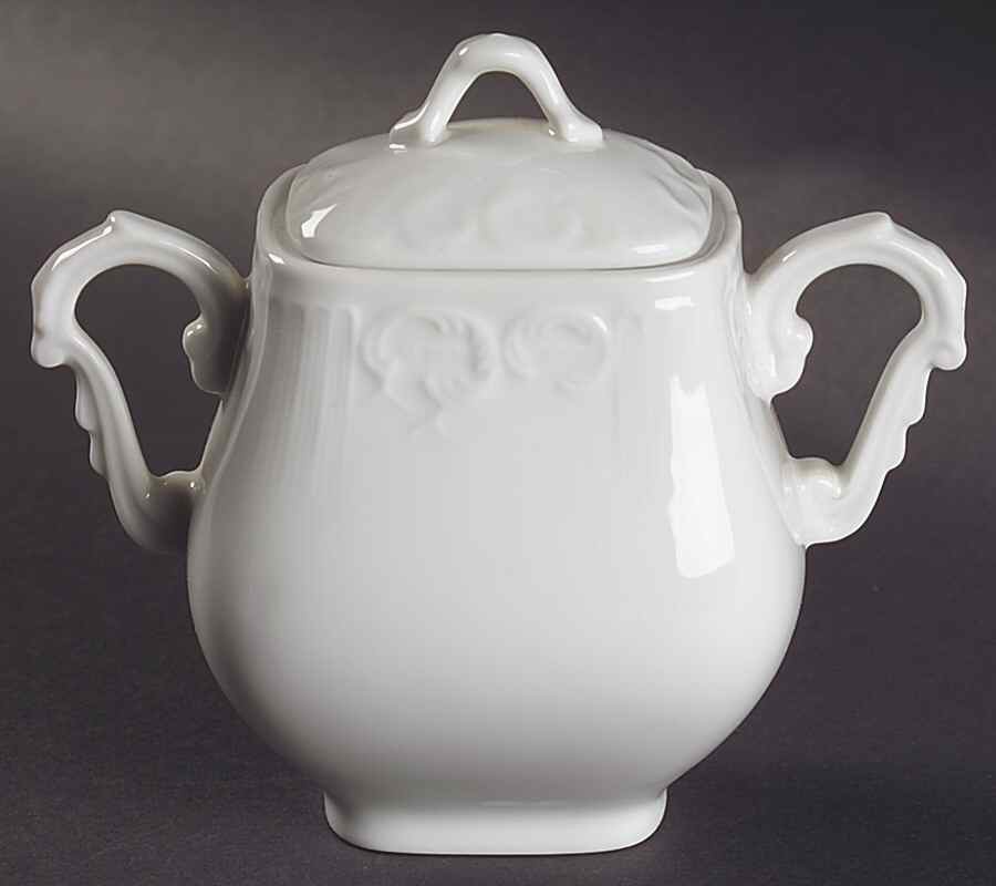 Manueline White Sugar Bowl & Lid by Vista Alegre-1