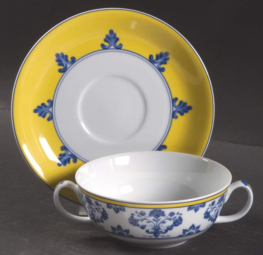 Pavilion (Castelo Branco) Flat Cream Soup Bowl & Saucer Set by Vista Alegre-1