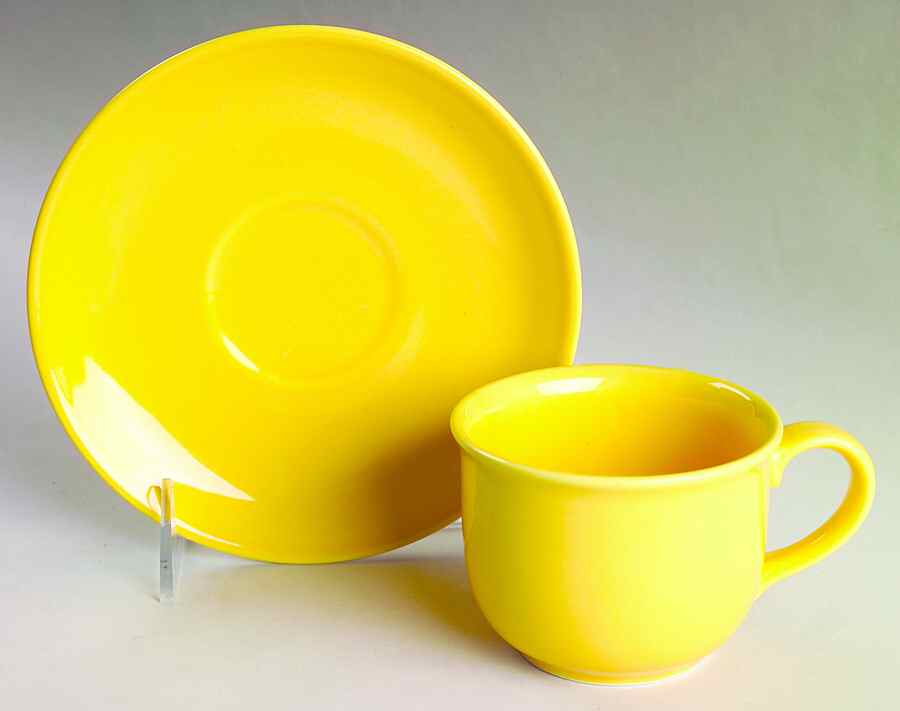 Prisma Yellow (Canary) Flat Cup & Saucer Set by Vista Alegre-1