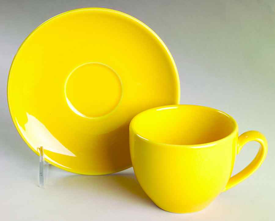 Prisma Yellow (Canary) Flat Cup & Saucer Set by Vista Alegre-1