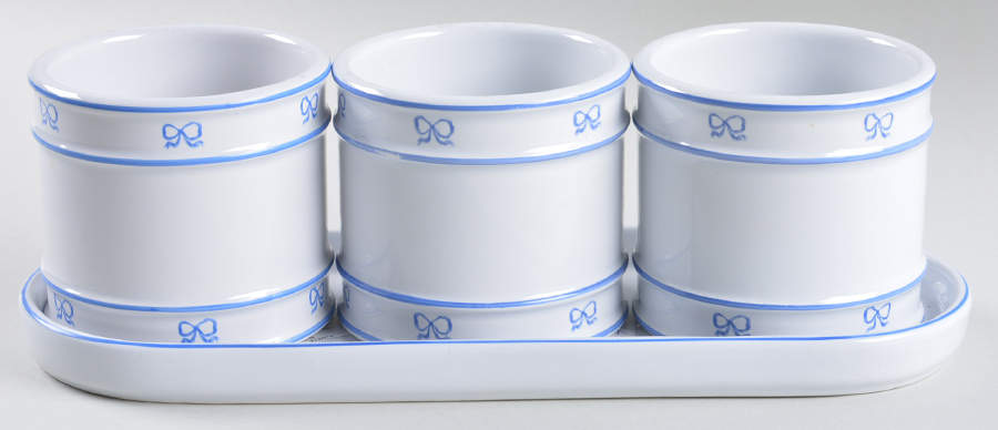 Ruban Blue Flower Pot Set, Three Pots on Tray by Vista Alegre-1