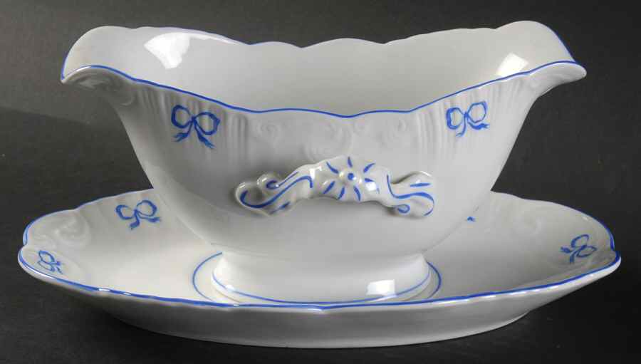 Ruban Blue Gravy Boat & Underplate by Vista Alegre-1
