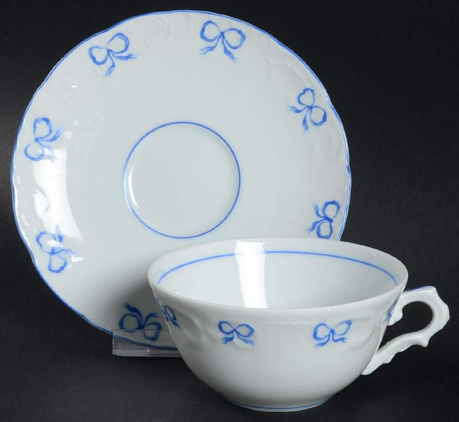 Ruban Blue Flat Cup & Saucer Set by Vista Alegre-1