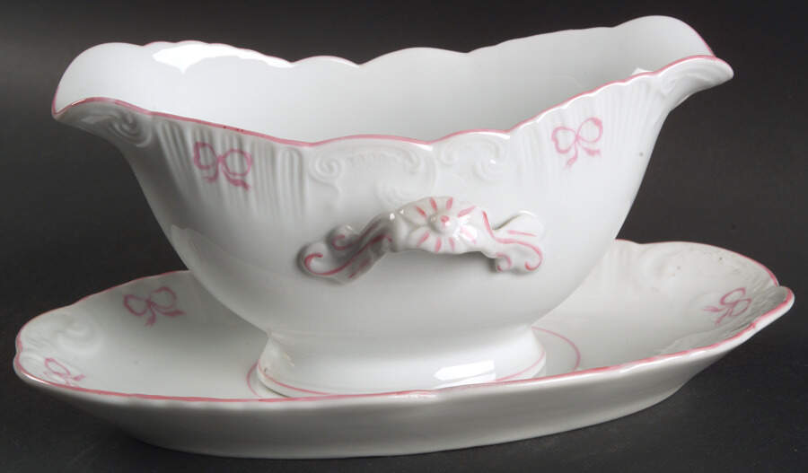Ruban Pink Gravy Boat & Underplate by Vista Alegre-1