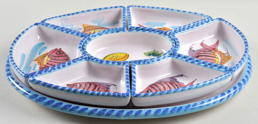 Al Mare 7 Piece Lazy Susan (6 Side and 1 Center Section) by Vietri (Italy)-1