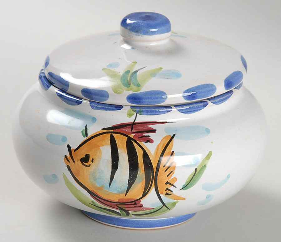 Al Mare Sugar Bowl & Lid by Vietri (Italy)-1