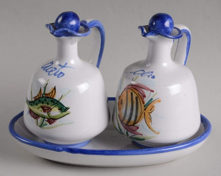 Al Mare Vinegar and Oil Tray Set by Vietri (Italy)-1