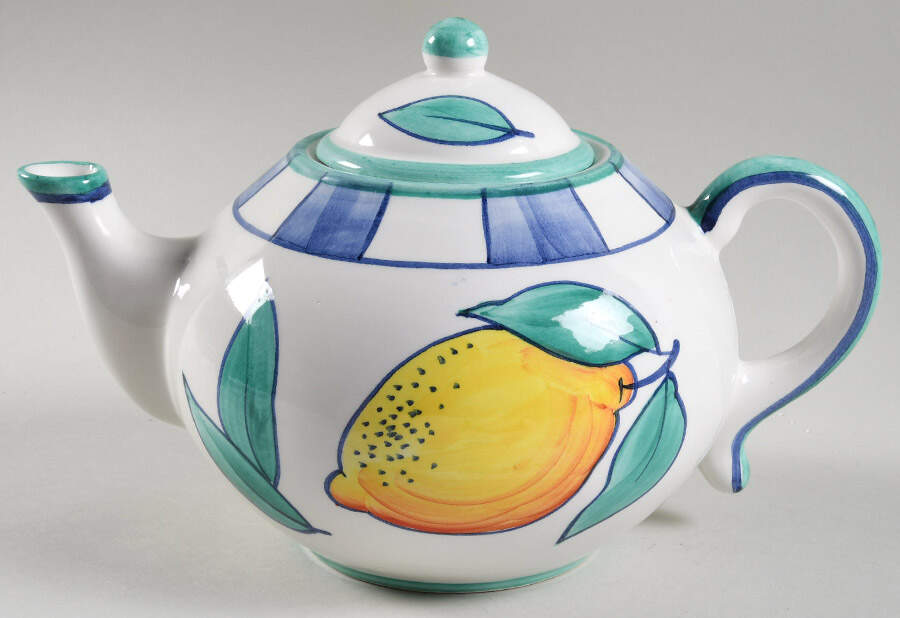 Azzurro Teapot & Lid by Vietri (Italy)-1