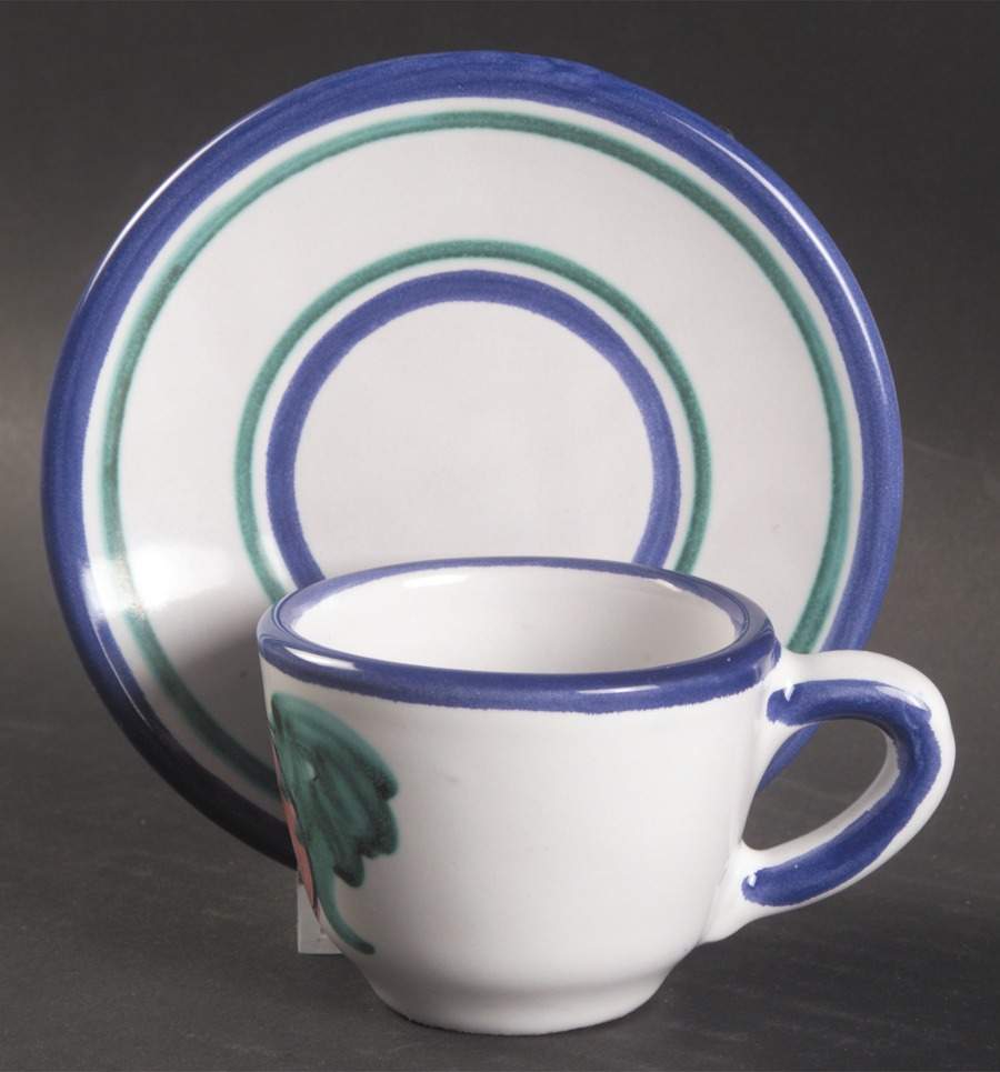 Buon Giorno Flat Demitasse Cup & Saucer Set by Vietri (Italy)-1