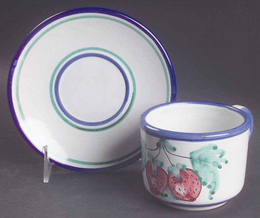 Buon Giorno Flat Cup & Saucer Set by Vietri (Italy)-1