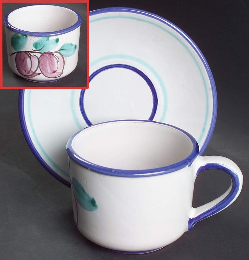 Buon Giorno Flat Cup & Saucer Set by Vietri (Italy)-1