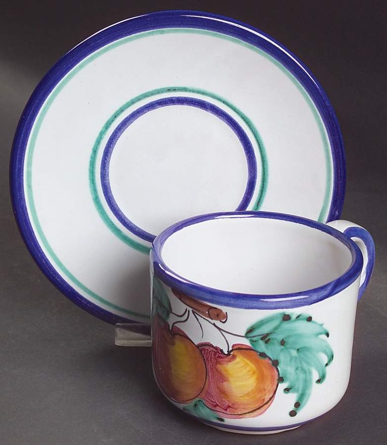 Buon Giorno Flat Cup & Saucer Set by Vietri (Italy)-1