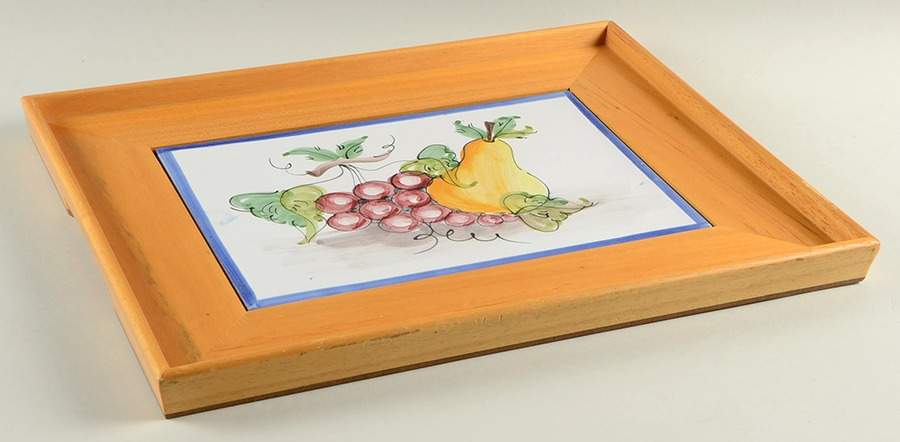 Buon Giorno Rectangular Wood Tray with Tile Insert by Vietri (Italy)-1