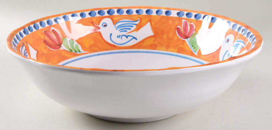 Campagna Bird (Uccello) 12" Melamine Salad Serving Bowl by Vietri (Italy)-1
