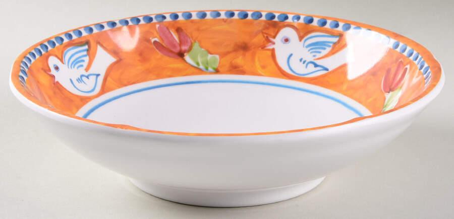 Campagna Bird (Uccello) 8" Melamine Individual Pasta Bowl by Vietri (Italy)-1