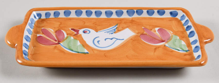 Campagna Bird (Uccello) 9" Rectangular Tray by Vietri (Italy)-1