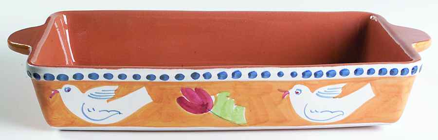 Campagna Bird (Uccello) 15" Rectangular Baker by Vietri (Italy)-1