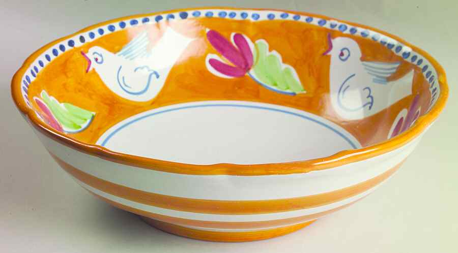 Campagna Bird (Uccello) 12" Round Serving Bowl by Vietri (Italy)-1