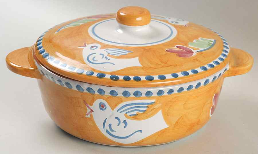 Campagna Bird (Uccello) 1.25 Qt Round Covered Casserole by Vietri (Italy)-1