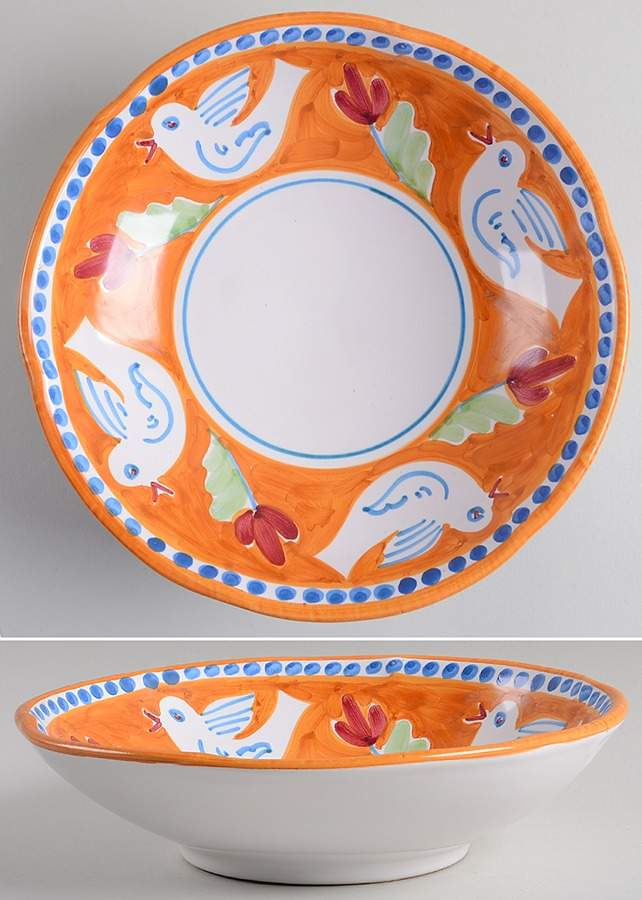 Campagna Bird (Uccello) 8" Individual Pasta Bowl by Vietri (Italy)-1
