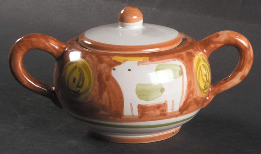 Campagna Cow (Mucca) Sugar Bowl & Lid by Vietri (Italy)-1