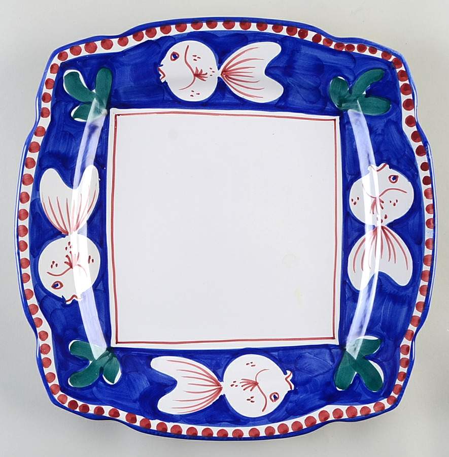 Campagna-Fish Royal Blue (Pesce) 15" Square Serving Platter by Vietri (Italy)-1