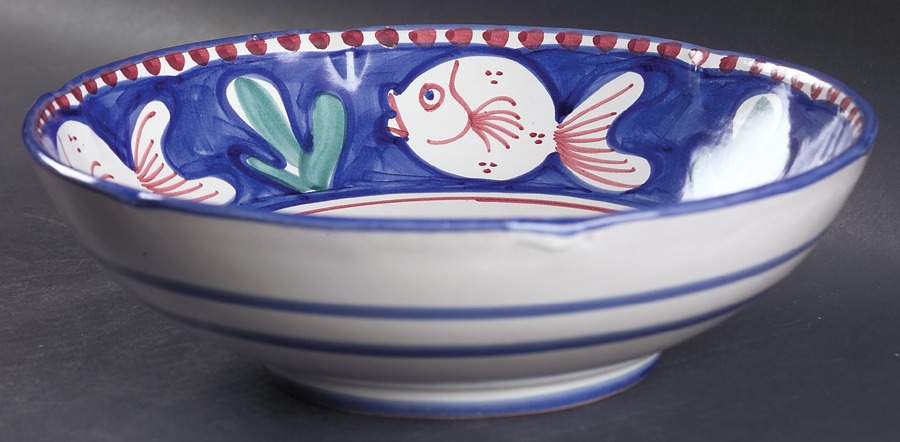 Campagna-Fish Royal Blue (Pesce) 10" Round Serving Bowl by Vietri (Italy)-1