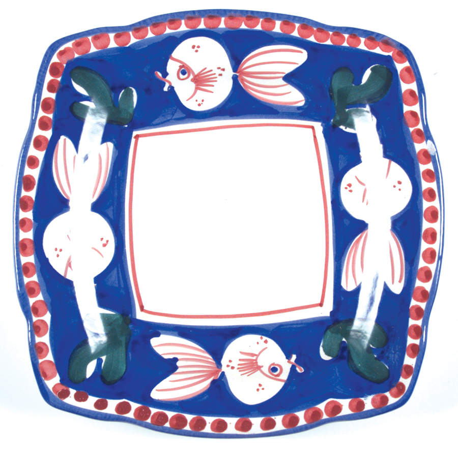 Campagna-Fish Royal Blue (Pesce) Square Salad Plate by Vietri (Italy)-1