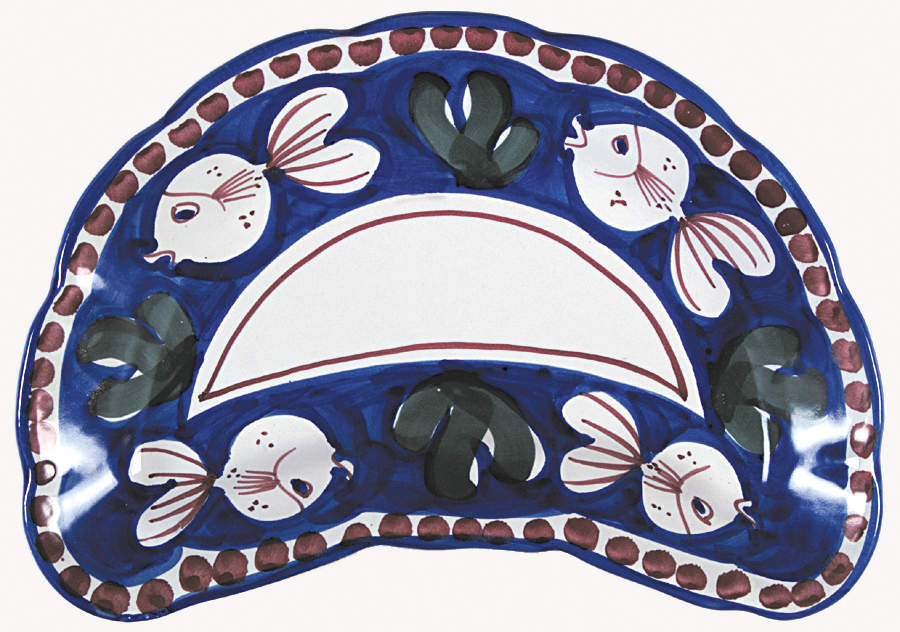 Campagna-Fish Royal Blue (Pesce) Crescent Salad Plate by Vietri (Italy)-1