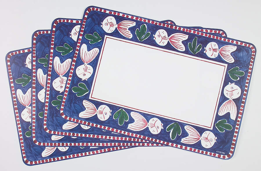Campagna-Fish Royal Blue (Pesce) Vinyl Placemat - Set of 4 by Vietri (Italy)-1