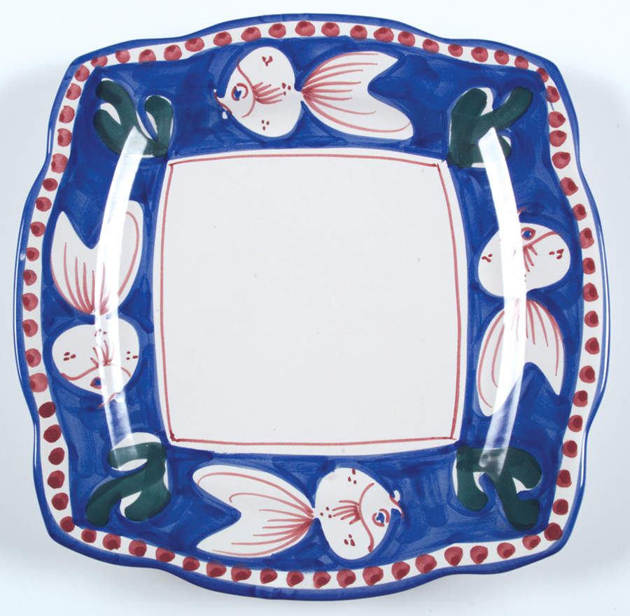 Campagna-Fish Royal Blue (Pesce) Square Dinner Plate by Vietri (Italy)-1